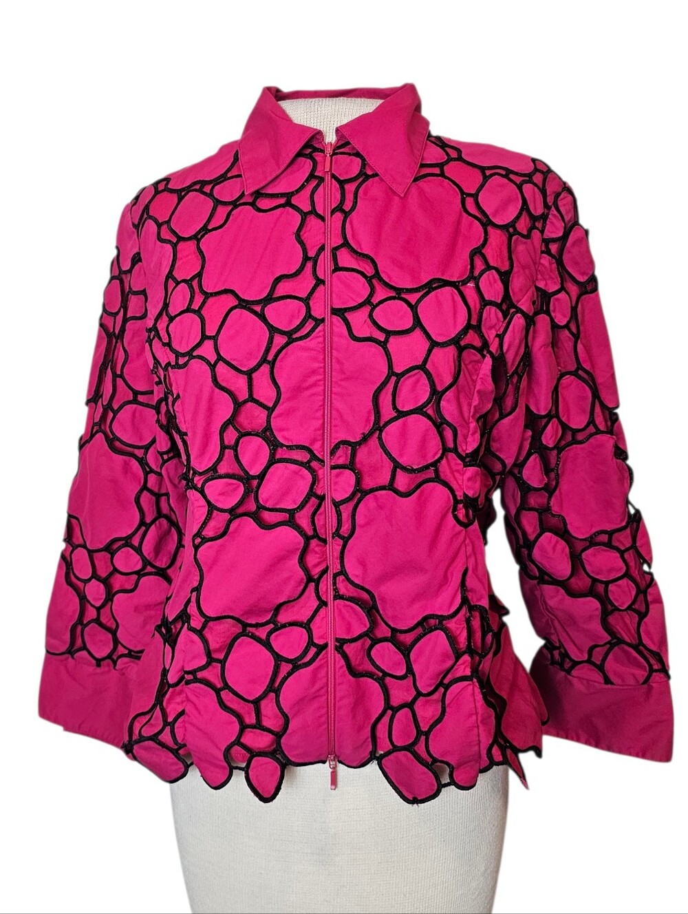 Samuel Dong Zip-Front Jacket Size M Pink Avant-Garde Lagenlook Dopamine Art Wear